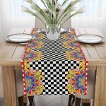 Sarı Etnik Motif Abstract Desenli Dijital Baskılı Runner CGH1347-RN