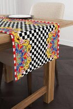 Sarı Etnik Motif Abstract Desenli Dijital Baskılı Runner CGH1347-RN - Görsel 2