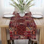 Kırmızı Etnik Motif Kilim Desenli Dijital Baskılı Runner CGH1348-RN