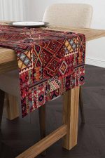 Kırmızı Etnik Motif Kilim Desenli Dijital Baskılı Runner CGH1348-RN - Görsel 2