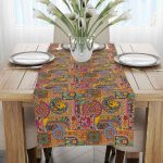 Sarı Etnik Motif Abstract Desenli Dijital Baskılı Runner CGH1349-RN