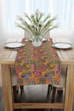 Sarı Etnik Motif Abstract Desenli Dijital Baskılı Runner CGH1349-RN