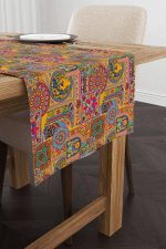 Sarı Etnik Motif Abstract Desenli Dijital Baskılı Runner CGH1349-RN - Görsel 2