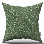 Çift Taraflı Yeşil Çiçek Motif Desenli Dijital Baskılı Kırlent Yastık Kılıf CGH1351-CT