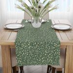 Yeşil Çiçek Motif Desenli Dijital Baskılı Runner CGH1351-RN