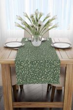 Yeşil Çiçek Motif Desenli Dijital Baskılı Runner CGH1351-RN