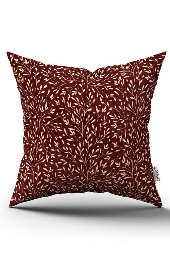 Çift Taraflı Bordo Çiçek Motif Desenli Dijital Baskılı Kırlent Yastık Kılıf CGH1353-CT