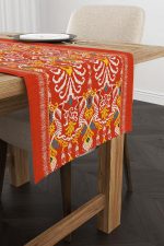 Turuncu Etnik Motif Kilim Desenli Dijital Baskılı Runner CGH1376-RN
