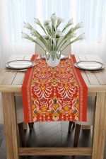Turuncu Etnik Motif Kilim Desenli Dijital Baskılı Runner CGH1376-RN - Görsel 2