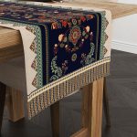 Lacivert Etnik Vintage Motif Desenli Dijital Baskılı Runner CGH1377-RN
