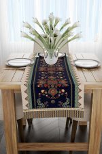 Lacivert Etnik Vintage Motif Desenli Dijital Baskılı Runner CGH1377-RN - Görsel 2
