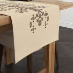Krem Etnik Motif Desenli Dijital Baskılı Runner CGH1378-RN