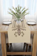 Krem Etnik Motif Desenli Dijital Baskılı Runner CGH1378-RN - Görsel 2