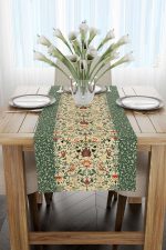 Yeşil Motifli Çiçek Kuş Desenli Dijital Baskılı Runner CGH1380-RN - Görsel 2