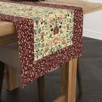 Bordo Motifli Çiçek Kuş Desenli Dijital Baskılı Runner CGH1381-RN