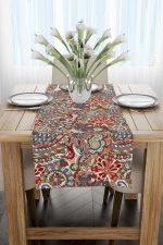 Kırmızı Mavi Goblen Motif Desenli Dijital Baskılı Runner CGH1388-RN