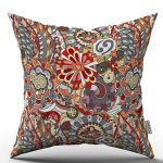 Kırmızı Mavi Goblen Motif Desenli Dijital Baskılı Kırlent Kılıfı CGH1388