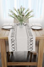 Siyah Bej Motto Yazılı Modern Dekoratif Dijital Baskılı Runner CGH1389-RN - Görsel 2