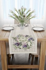 Krem Mor Vintage Üzüm Dekoratif Dijital Baskılı Runner CGH1390-RN - Görsel 2