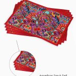 Kırmızı Etnik Motifli Vintage Desenli Dijital Baskı Amerikan Servisi 4'lü Set CGH1398-AS