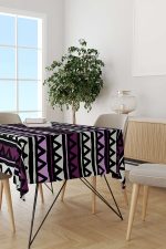 Mor Siyah Geometrik Modern Masaörtüsü CGH231-MS - Görsel 2