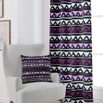 Mor Siyah Geometrik Modern Dijital Baskılı Perde CGH231-PR