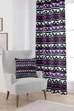 Mor Siyah Geometrik Modern Dijital Baskılı Perde CGH231-PR