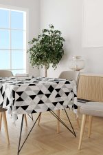 Beyaz Siyah Modern Geometrik Masaörtüsü CGH245-MS - Görsel 2