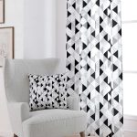 Beyaz Siyah Modern Geometrik Dijital Baskılı Perde CGH245-PR