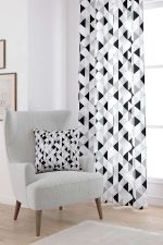 Beyaz Siyah Modern Geometrik Dijital Baskılı Perde CGH245-PR