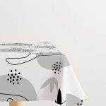 Siyah Gri Modern Figür Desenli Masaörtüsü CGH246-MS