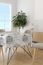 Siyah Gri Modern Figür Desenli Masaörtüsü CGH246-MS - Görsel 2