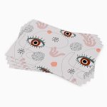 Gri Pembe Modern Göz Desenli Dijital Baskılı Amerikan Servisi 4'lü Set CGH248-AS