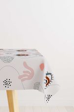 Gri Pembe Modern Göz Desenli Masaörtüsü CGH248-MS
