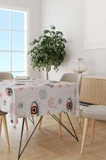 Gri Pembe Modern Göz Desenli Masaörtüsü CGH248-MS - Görsel 2