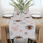 Gri Pembe Modern Göz Desenli Runner - CGH248-RN