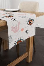 Gri Pembe Modern Göz Desenli Runner - CGH248-RN - Görsel 2