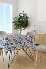 Mor Mavi Modern Etnik Desenli Masaörtüsü CGH267-MS - Görsel 2