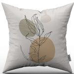 Yeşil Krem Modern Soyut Çiçekli Dekoratif Kırent Kılıfı - CGH278