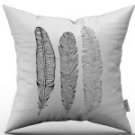 Siyah Beyaz Modern Tüy Desenli Dekoratif Kırent Kılıfı - CGH284