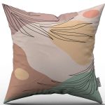 Sarı Yeşil Soyut Modern Yaprak Desenli Dekoratif Kırent Kılıfı - CGH289