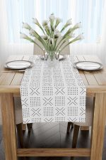 Beyaz Siyah Geometrik Dijital Baskılı Runner - - CGH316-RN - Görsel 2