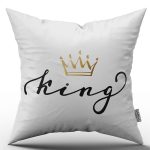 Beyaz Siyah King Kral Dijital Baskılı Kırlent Kılıfı - CGH324