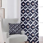 Beyaz Lacivert Modern Baklava Desenli Dijital Baskılı Perde CGH340-PR