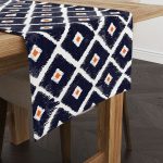 Beyaz Lacivert Modern Baklava Desenli Runner - CGH340-RN