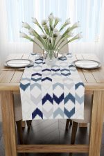 Beyaz Mavi Modern Geometrik Desenli Runner - CGH341-RN - Görsel 2