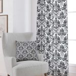 Siyah Beyaz Etnik Damask Desenli Dijital Baskılı Perde CGH343-PR