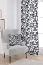 Siyah Beyaz Etnik Damask Desenli Dijital Baskılı Perde CGH343-PR