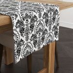 Siyah Beyaz Etnik Damask Desenli Runner - CGH343-RN