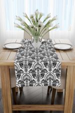 Siyah Beyaz Etnik Damask Desenli Runner - CGH343-RN - Görsel 2